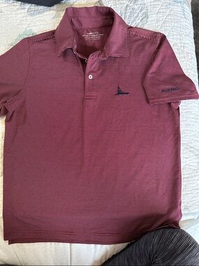 Vineyard Vines Boys Maroon Micro-Stripe Polo size L
